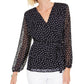 Charter Club Women's Dotted Wrap Top Blue Size X-Small