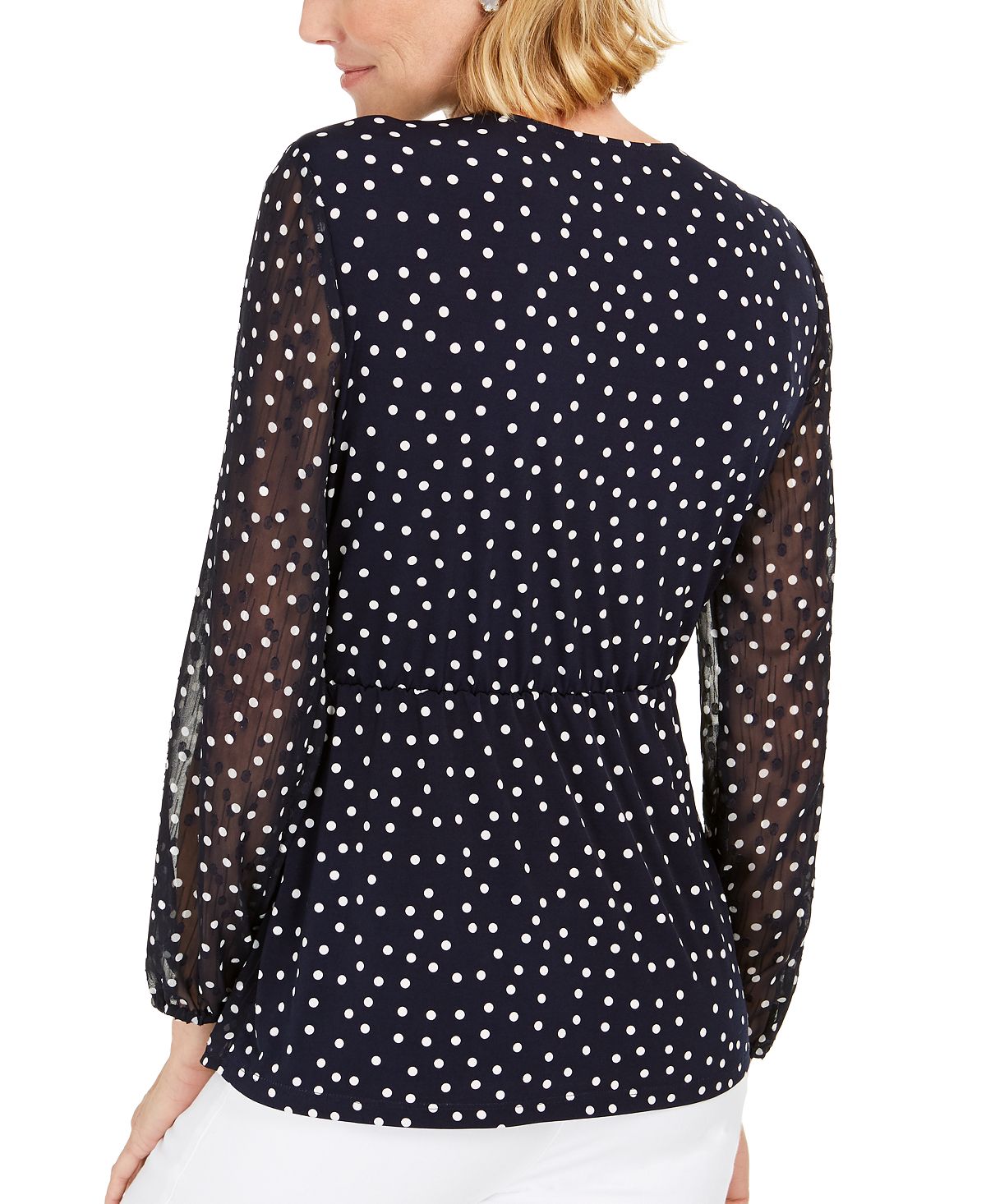 Charter Club Women's Dotted Wrap Top Blue Size X-Small