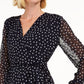 Charter Club Women's Dotted Wrap Top Blue Size X-Small