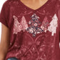 Style & Co Women's Red Tree Graphic Top Size Petite