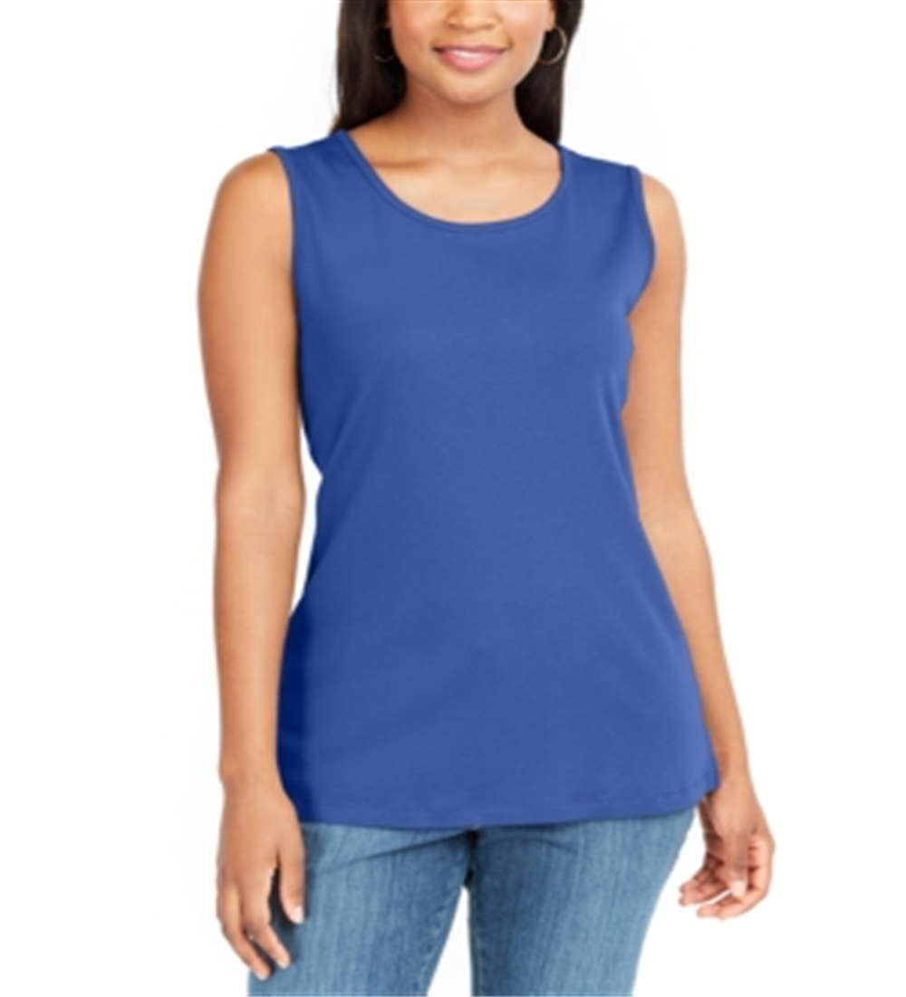 Karen Scott Women's Cotton Tank Top Blue Size X-Large