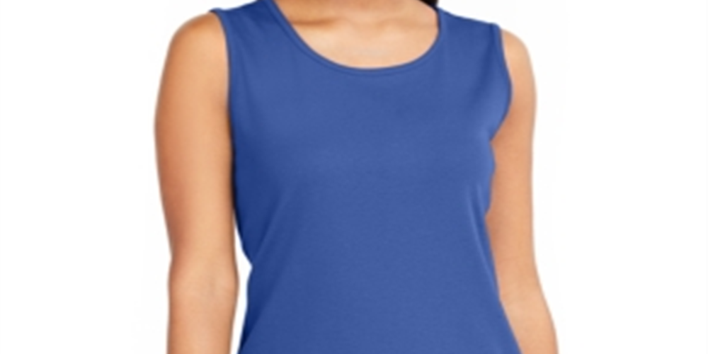 Karen Scott Women's Cotton Tank Top Blue Size X-Large