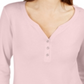 Karen Scott Women's 3/4 Sleeve Henley Shirt Pink Size Small