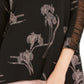 Alfani Women's Black Floral Print Ruched Sleeve Top Size Large