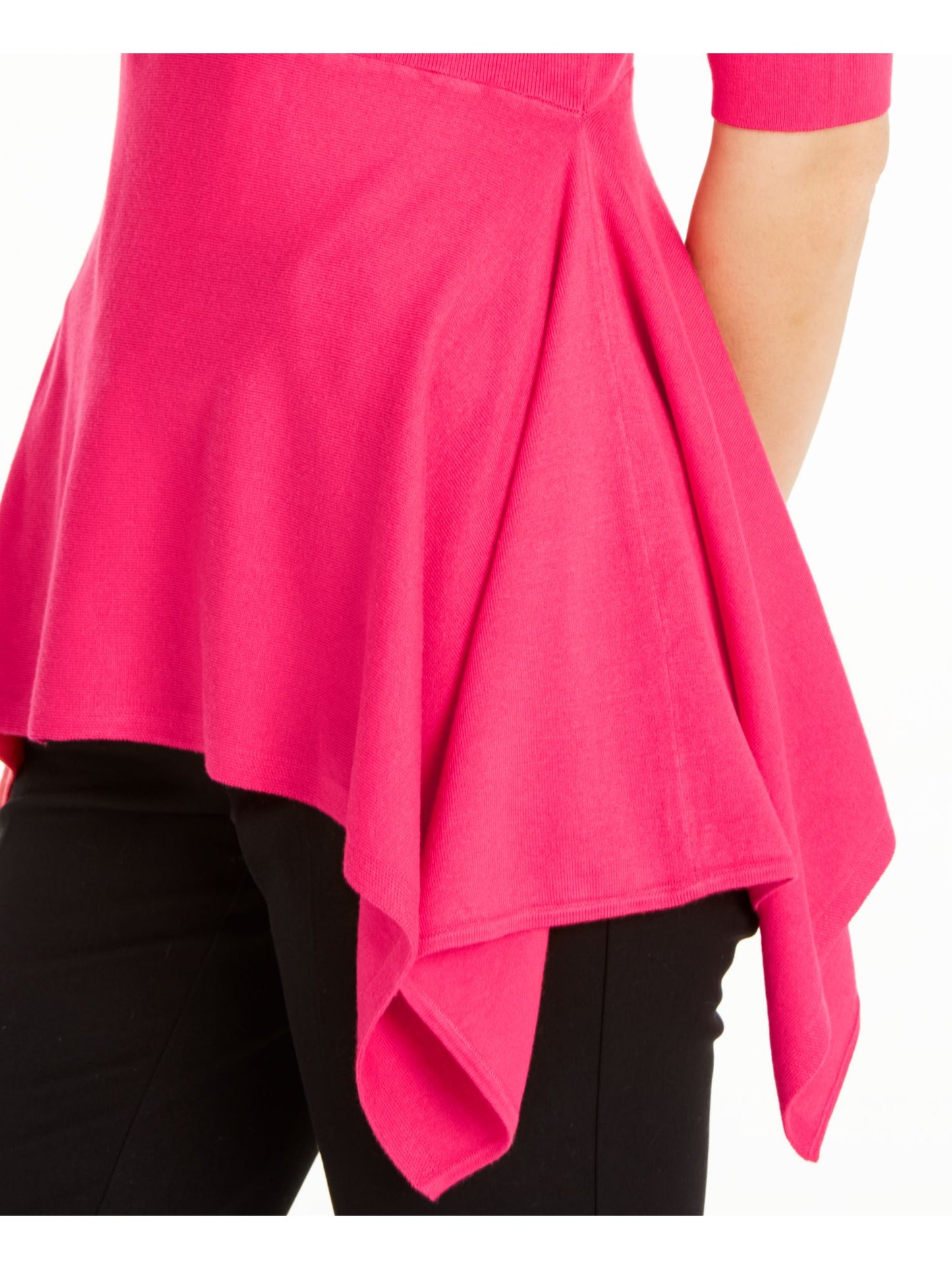 Alfani Women's Scoop Neck Asymmetric Pullover Top Pink Size Medium