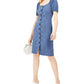 INC International Concepts Women's Denim Square Neck MIDI Dress Blue Size 12