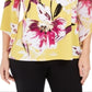 JM Collection Women's Printed Chiffon Sleeve with Necklace Tunic Yellow Size XX-Large