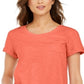 Style & Co Women's Cotton Crew Neck T-Shirt Orange Size X-Small