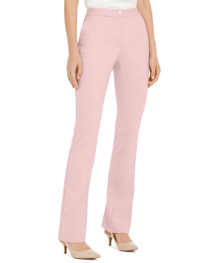 Alfani Women's Zippered Pocketed Solid Straight Leg Pants Pink Size 6