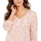 Style & Co Women's Space Dye Dropped Shoulder Knit Top Red Size X-Large