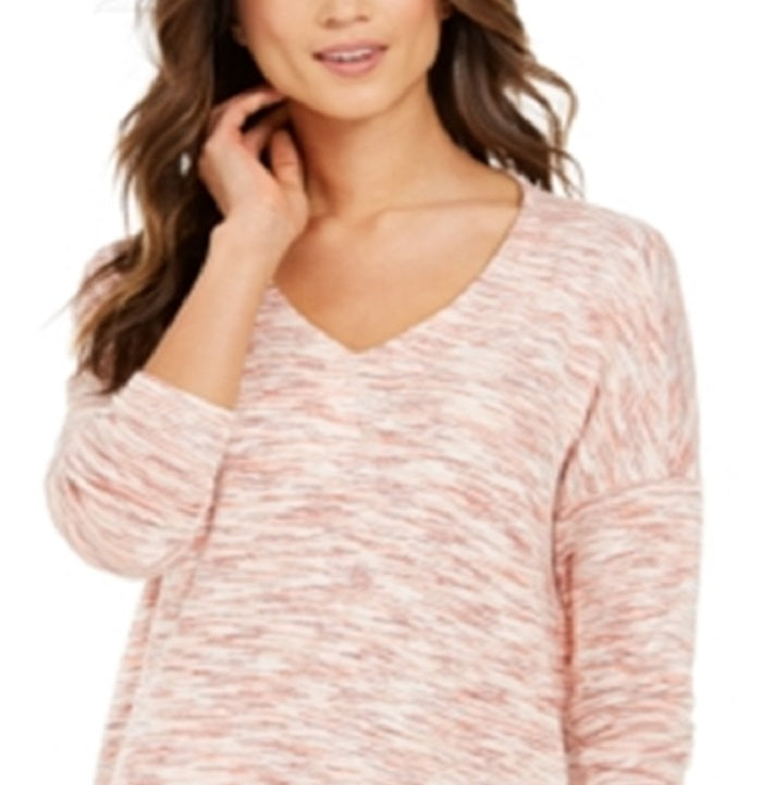 Style & Co Women's Space Dye Dropped Shoulder Knit Top Red Size X-Large