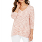 Style & Co Women's Space Dye Dropped Shoulder Knit Top Red Size X-Large