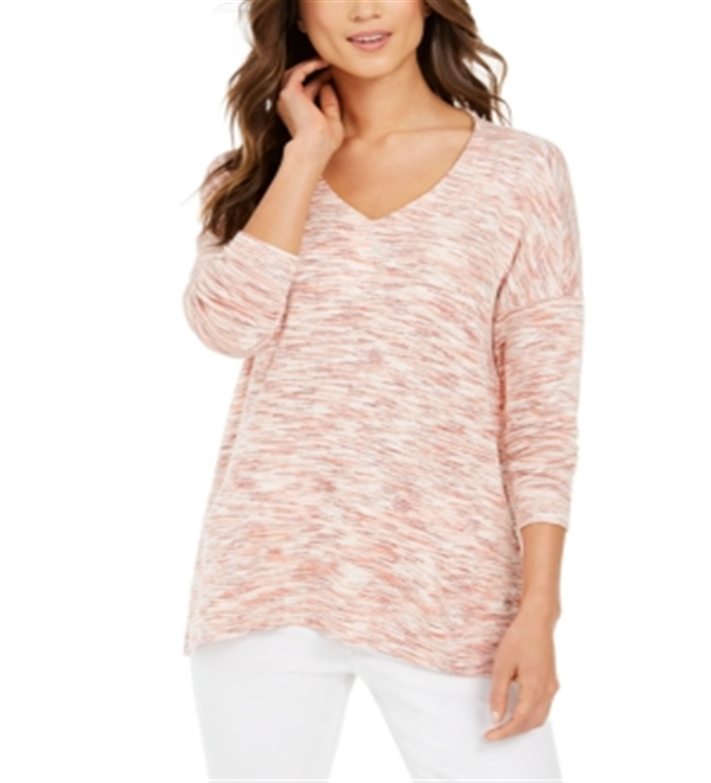 Style & Co Women's Space Dye Dropped Shoulder Knit Top Red Size X-Large
