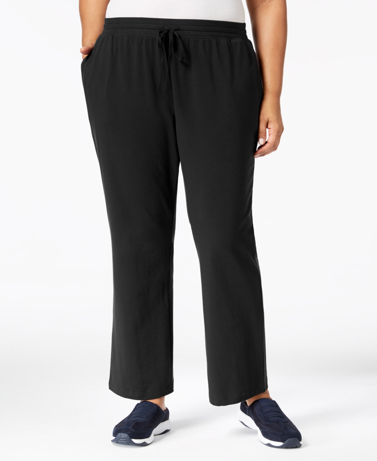 Karen Scott Women's Drawstring Waist Soft Pants Black Size 3X