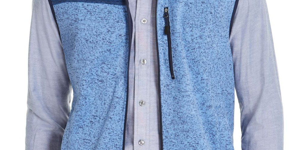 Club Room Men's Colorblock Fleece Sweater Vest Blue Size Large