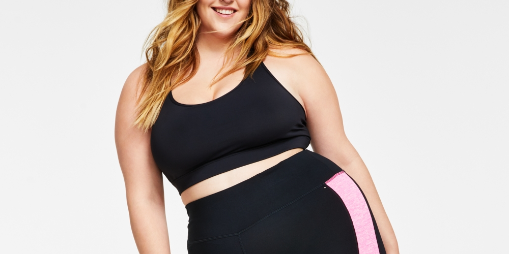 ID Ideology Women's Plus Colorblocked Capri Leggings Pink Size 3X