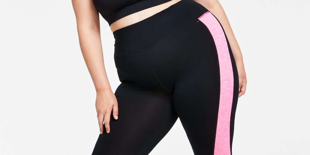 ID Ideology Women's Plus Colorblocked Capri Leggings Pink Size 3X