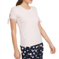 Maison Jules Women's Knit Tie Sleeve Top Pink Size Small