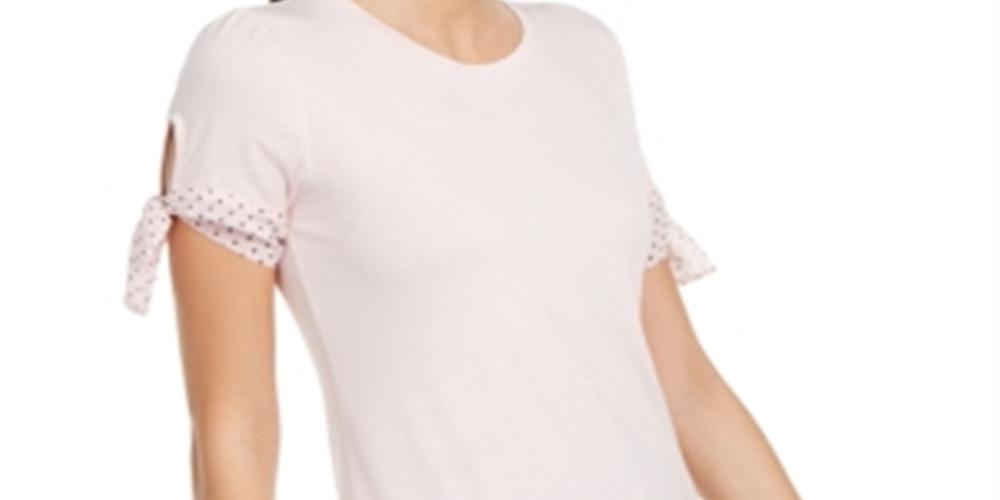 Maison Jules Women's Knit Tie Sleeve Top Pink Size Small