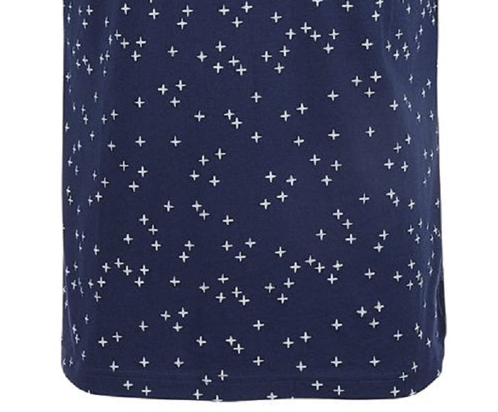 Sun + Stone Men's All Over Cross Printed Crew Neck T-Shirt Blue Size Large