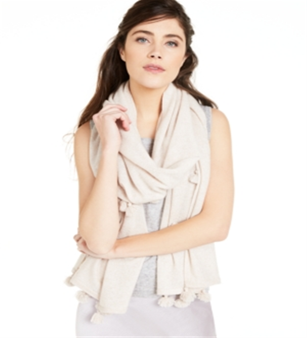 Charter Club Women's Cashmere Tasseled Scarf Brown Size Regular