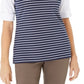 Karen Scott Women's Printed Elbow Sleeve Top Blue Size Large
