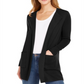 Charter Club Women's Milano Cotton Open Front Sweater Black Size X-Large