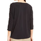 Alfani Women's Printed Button Sleeve Top Brown Size Medium