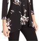 Alfani Women's Printed Button Trim Top Black Size Petite Small