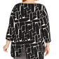 Alfani Women's Plus Printed Mesh Underlay Top Black Size 1X
