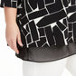 Alfani Women's Plus Printed Mesh Underlay Top Black Size 1X