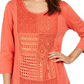 JM Collection Women's Cotton Crochet Patchwork Top Orange Size X-Small
