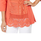 JM Collection Women's Cotton Crochet Patchwork Top Orange Size X-Small