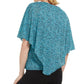 JM Collection Women's Printed V Neck Asymmetrical Overlay Top Blue Size X-Large