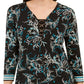 JM Collection Women's Printed O Ring Tunic Blue Size X-Small