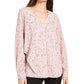 Alfani Women's Abstract Print Draped Blouse Pink Size X-Small