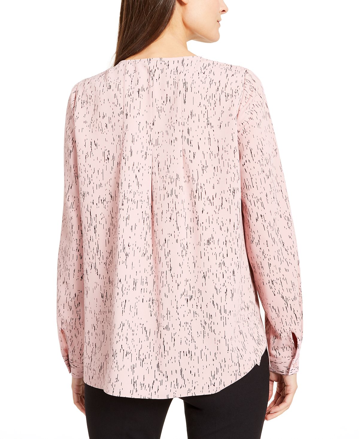 Alfani Women's Abstract Print Draped Blouse Pink Size X-Small