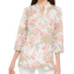 Charter Club Women's Printed Embroidered Voile Linen Blend Tunic Brown Size XX-Large