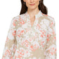 Charter Club Women's Printed Embroidered Voile Linen Blend Tunic Brown Size XX-Large