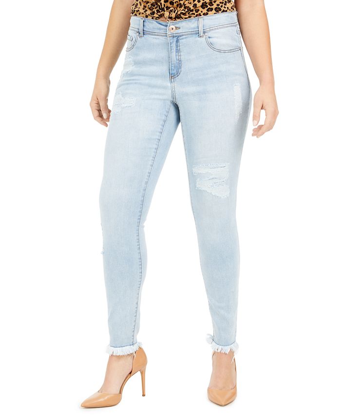 INC International Concepts Women's Curvy Rip & Repair Skinny Jeans Blue Size 10