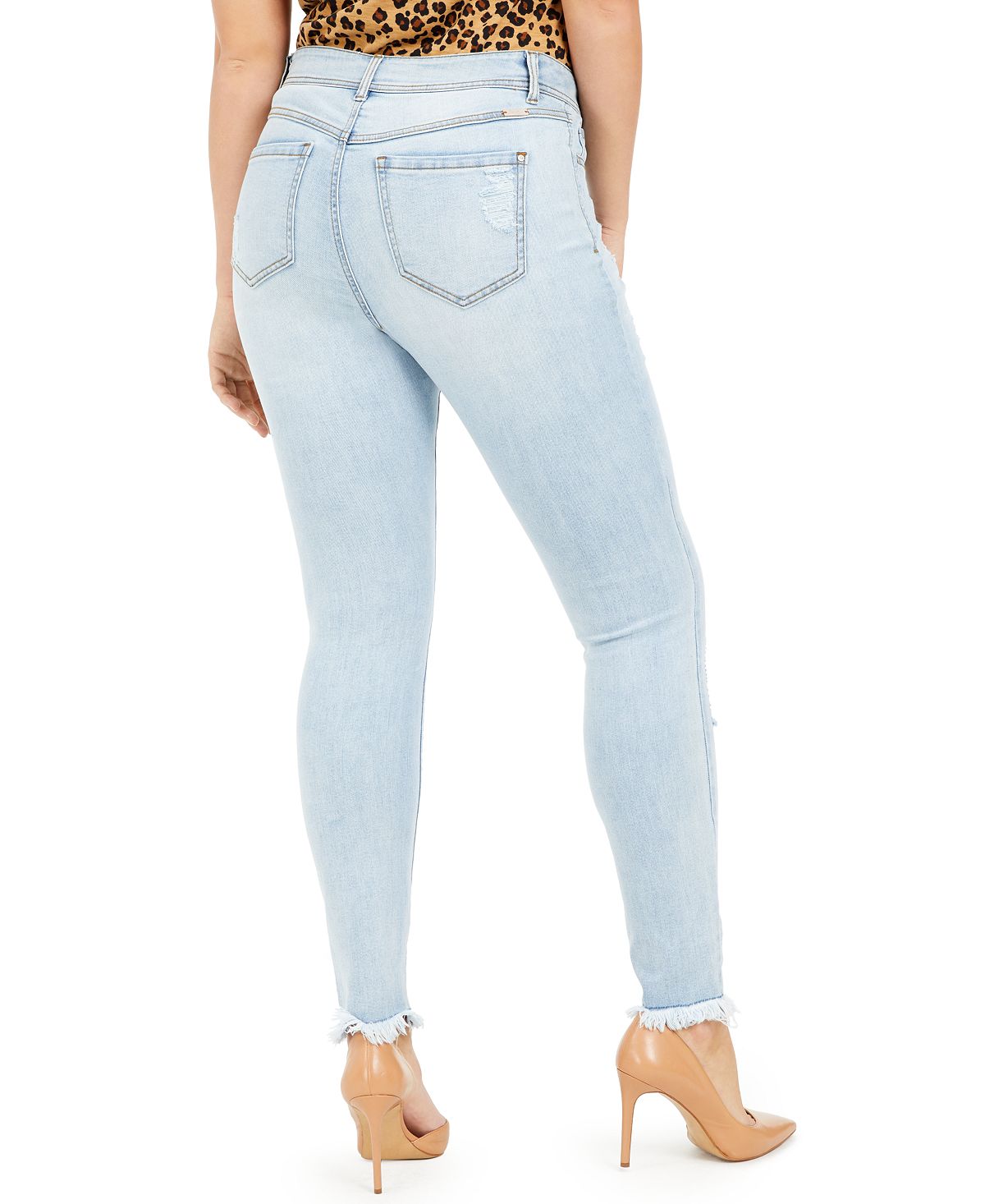INC International Concepts Women's Curvy Rip & Repair Skinny Jeans Blue Size 10