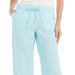 Charter Club Women's Linen Drawstring Waist Pants Blue Size Medium