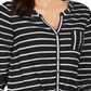 Style & Co Women's Printed Tie Front Top Black Size Medium