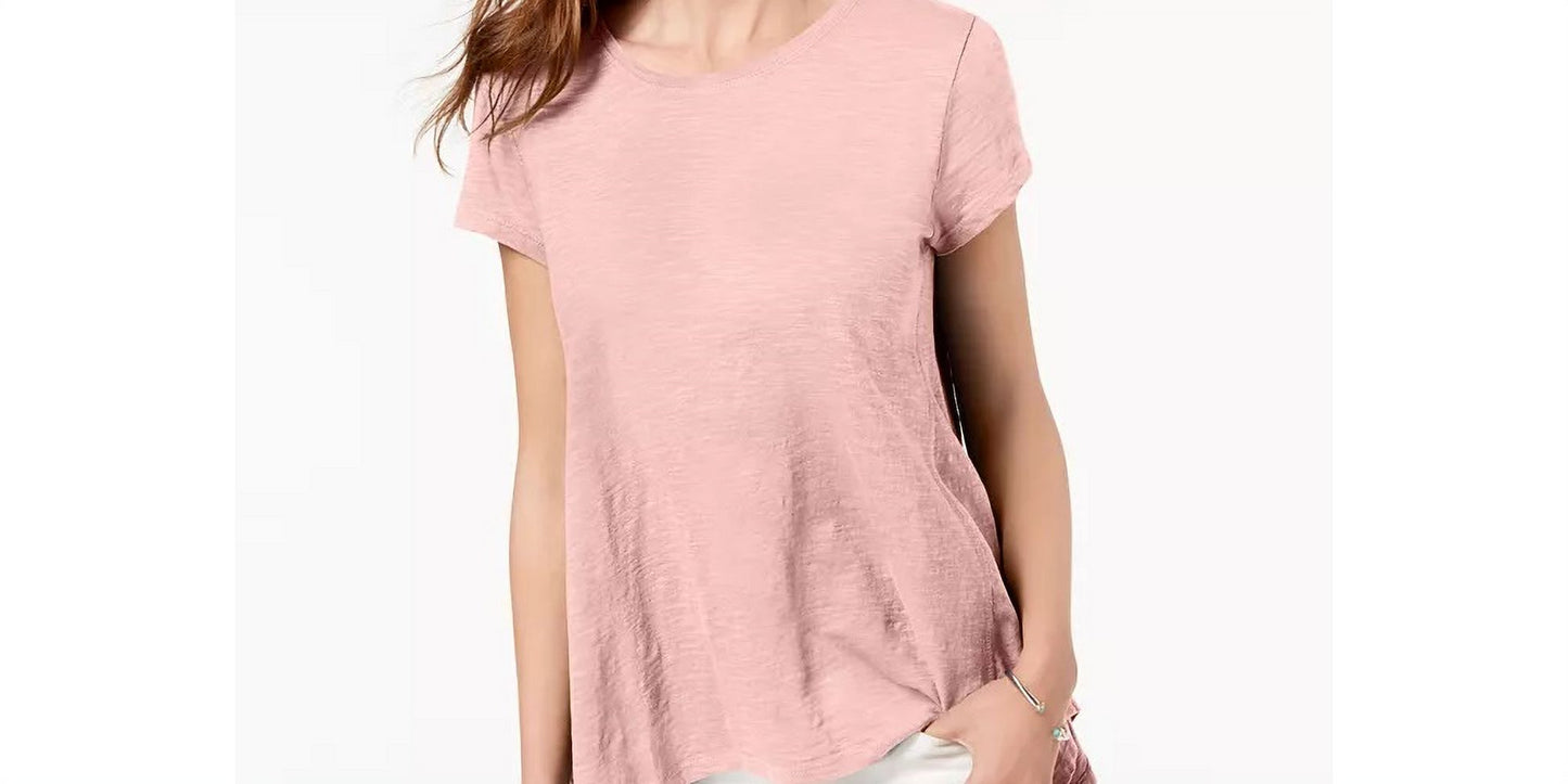 Style & Co Women's Pink Handkerchief Hem T-Shirt Size Medium