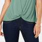 Style & Co Women's Twist Front Top Green Size X-Small