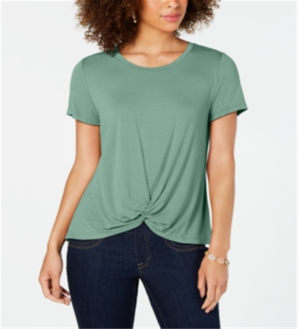 Style & Co Women's Twist Front Top Green Size X-Small