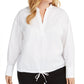 Alfani Women's Popover Drawstring Hem Top White Size 0X