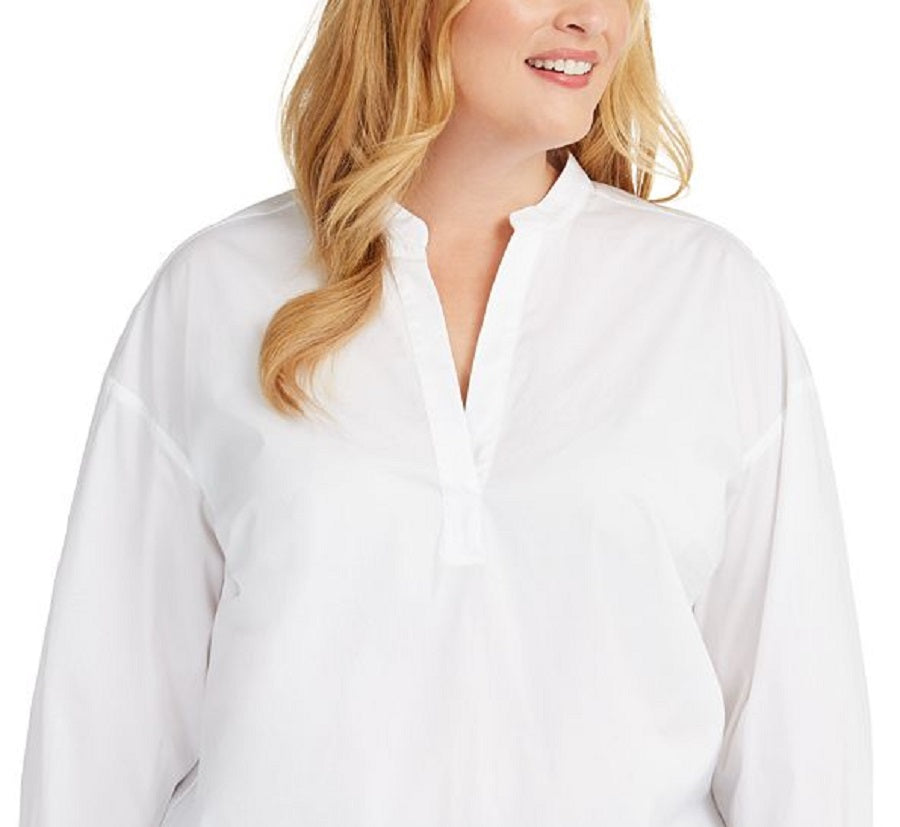 Alfani Women's Popover Drawstring Hem Top White Size 0X