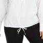 Alfani Women's Popover Drawstring Hem Top White Size 0X
