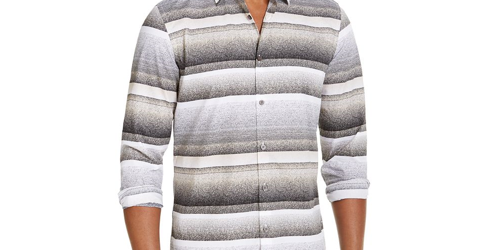 Alfani Men's Cotton Printed Button Down Shirt Black Size X-Large